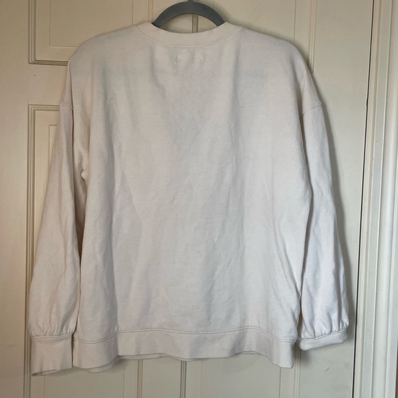 Madewell Women's Beige Cream  Henley Soft Cozy Sweatshirt Size Medium Casual - Picture 4 of 7